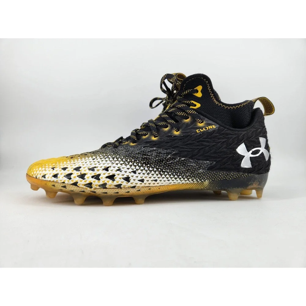 Under Armour Spotlight Clone 3.0 MC Football Cleats Sz 13 Black Gold 3026334-003